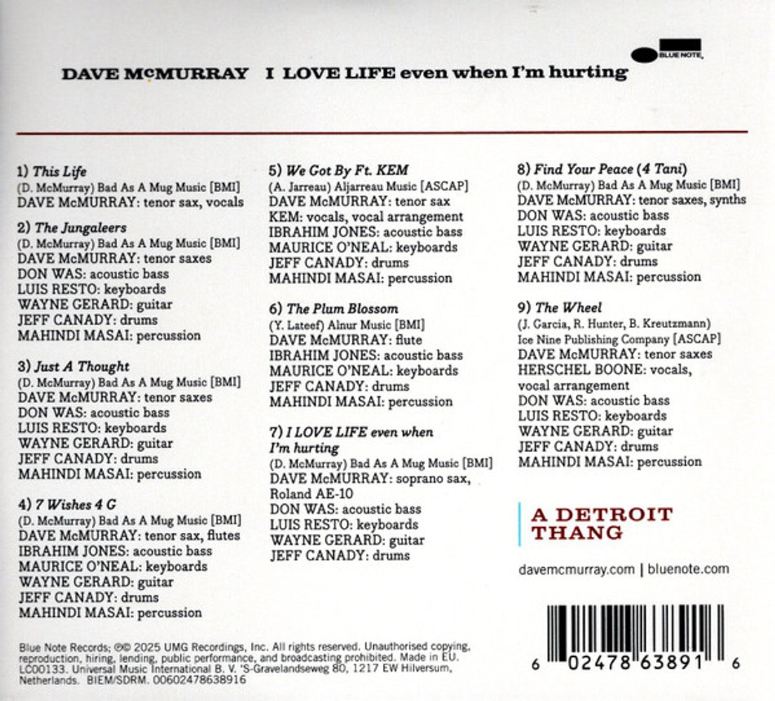 Dave McMurray – I Love Life Even When I'm Hurting Music CD