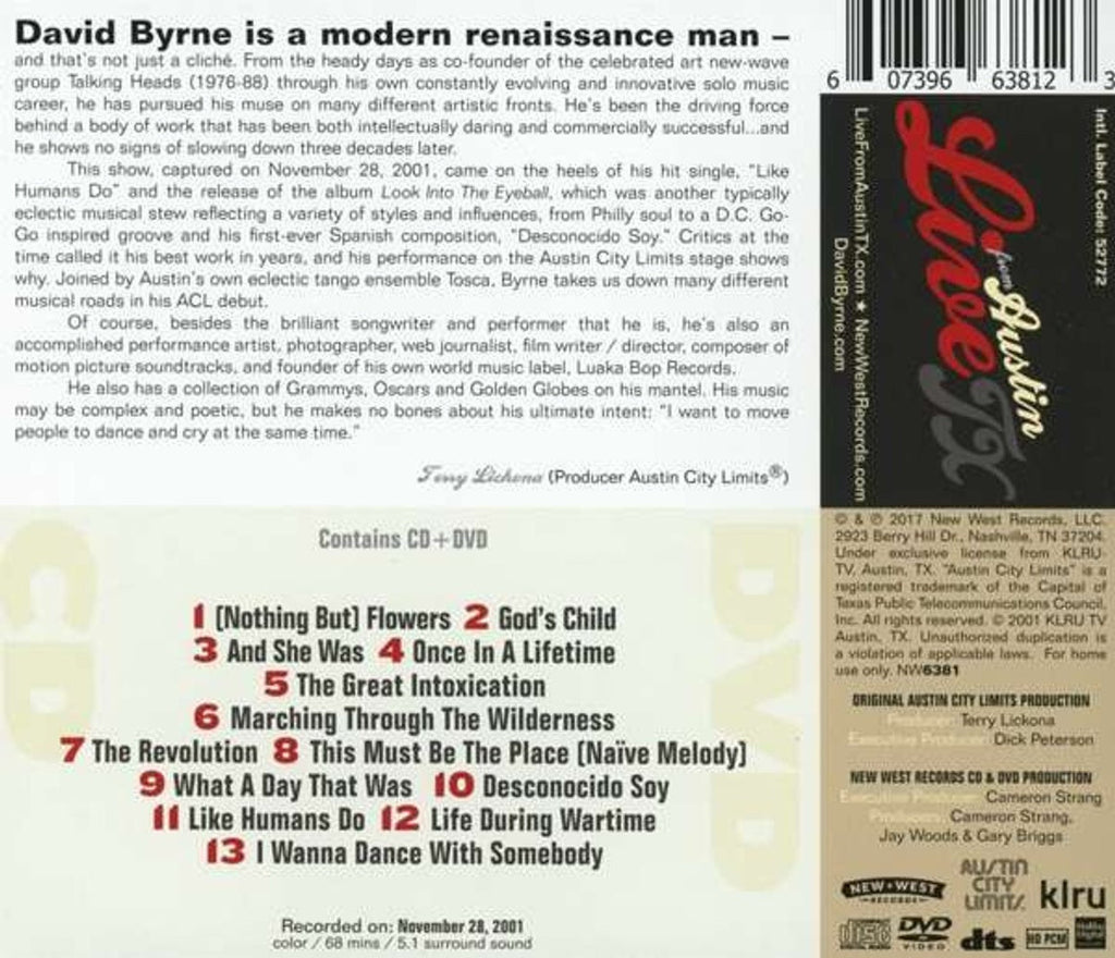 David Byrne – Live From Austin, TX (CD + DVD) Music CD