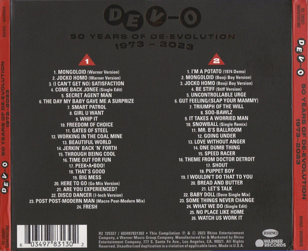 Devo – 50 Years of De-Evolution 1973–2023 (2-CD) Music CD