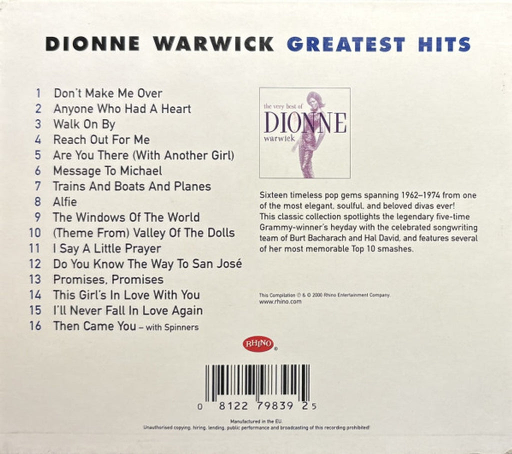 Dionne Warwick – The Very Best Of Dionne Warwick Music CD