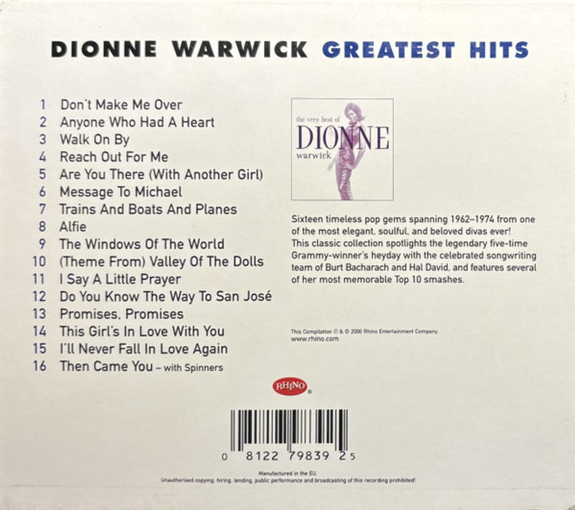 Dionne Warwick – The Very Best Of Dionne Warwick Music CD