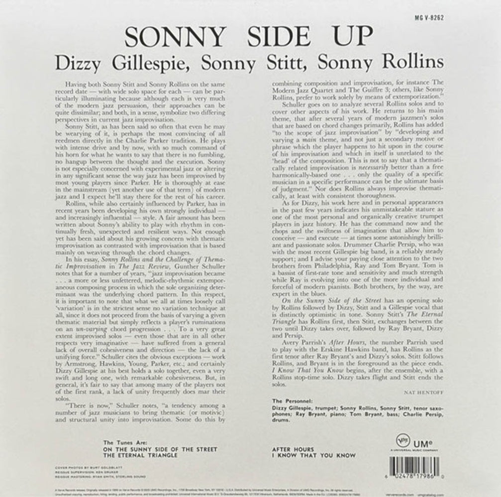 Dizzy Gillespie, Sonny Stitt, & Sonny Rollins – Sonny Side Up (LP Vinyl) Vinyl Record