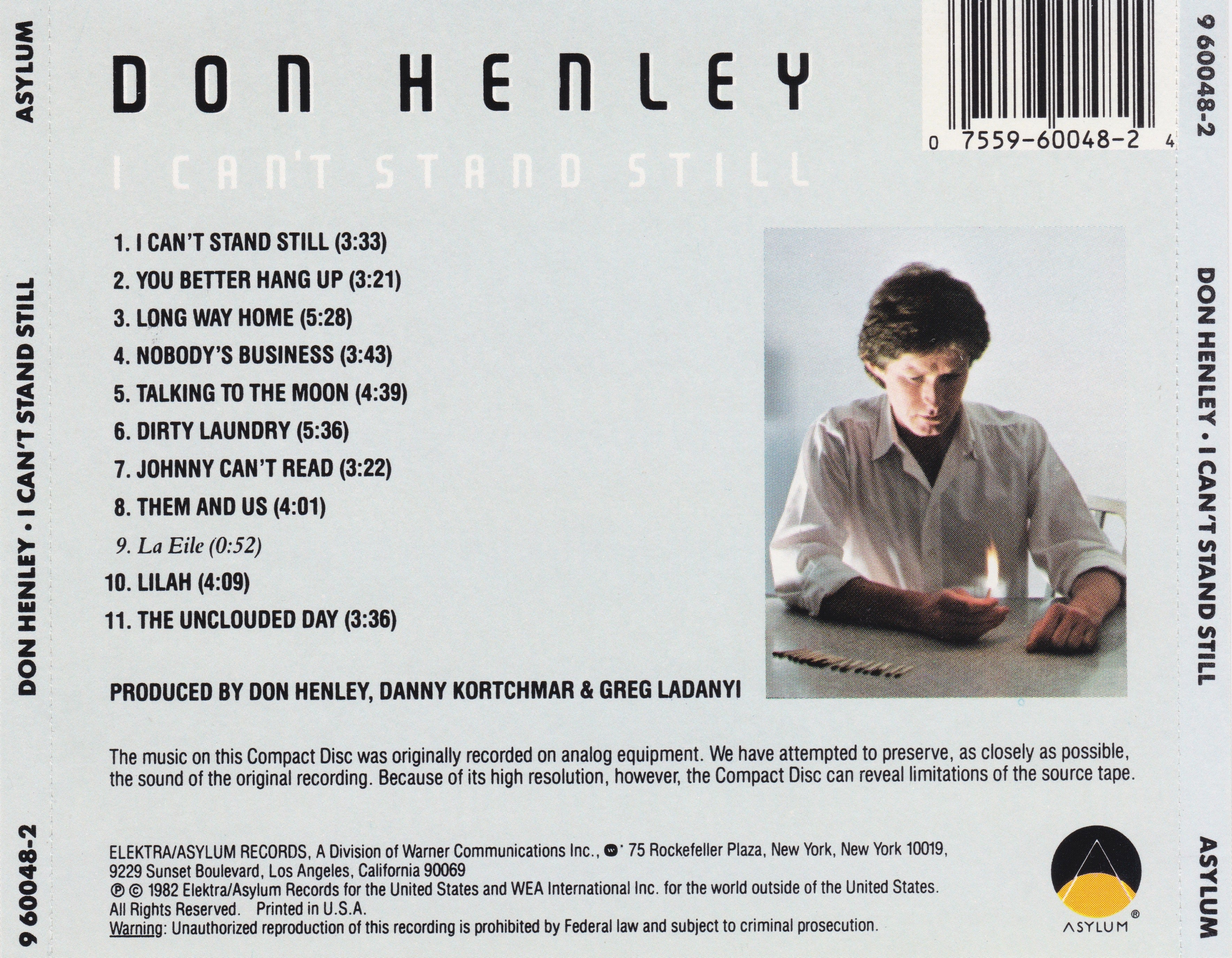 Don Henley – I Can't Stand Still Music CD