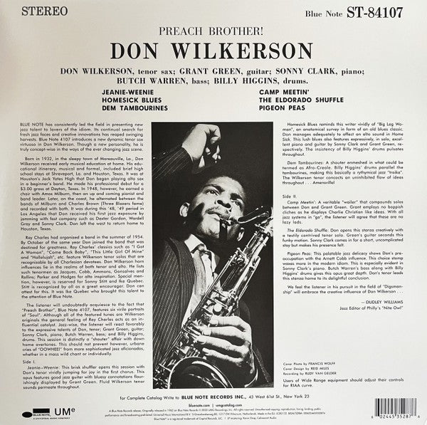 Don Wilkerson – Preach Brother! (LP Vinyl) Vinyl Record