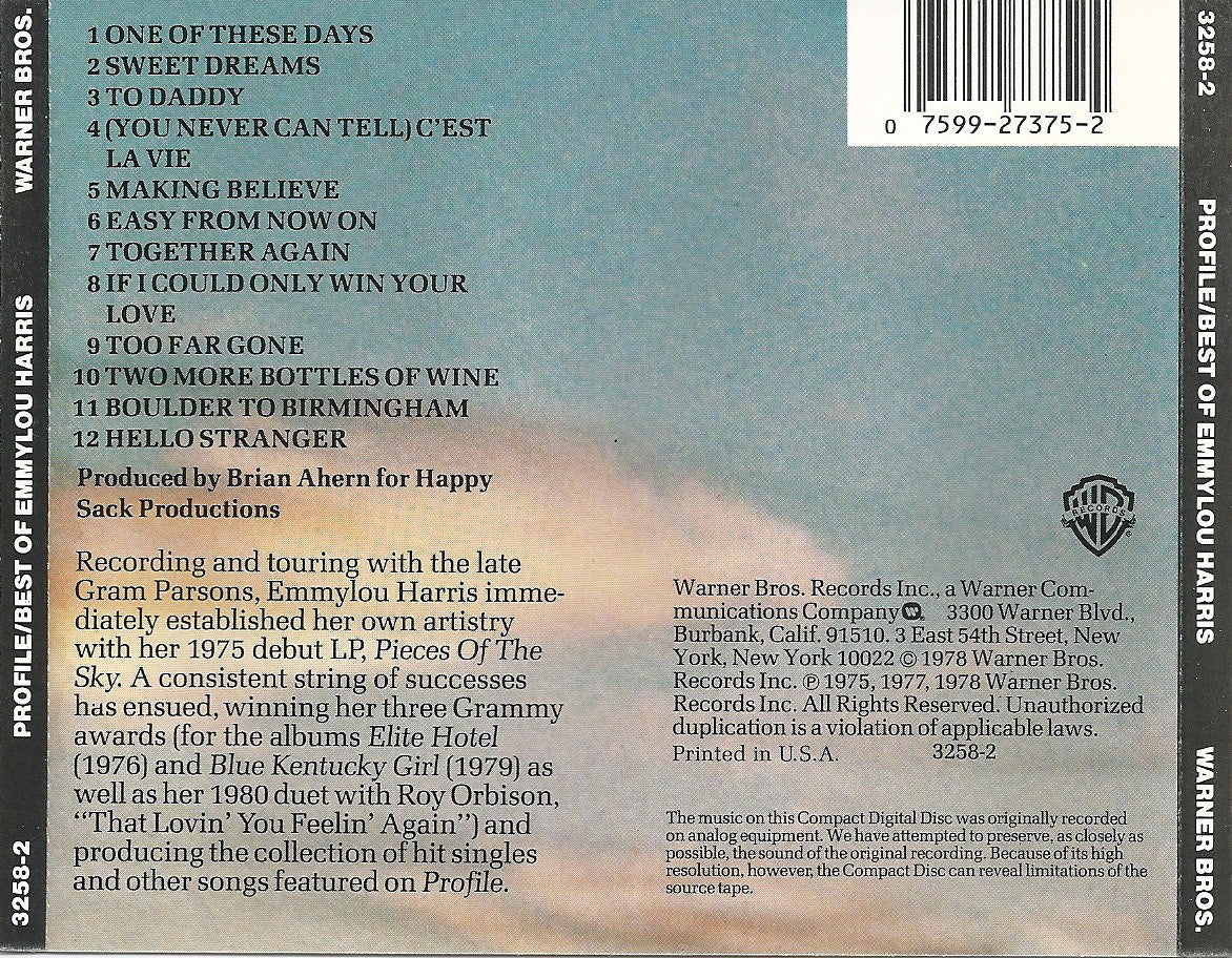 Emmylou Harris – Profile: Best Of Emmylou Harris (LP Vinyl) Vinyl Record