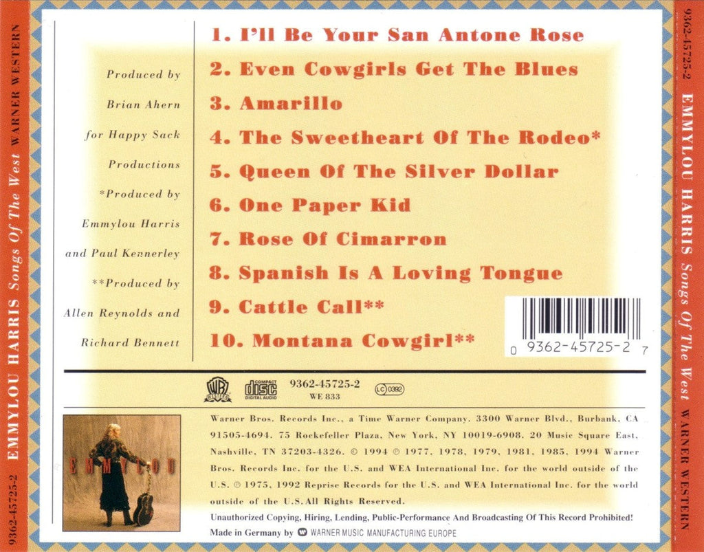 Emmylou Harris – Songs Of The West Music CD