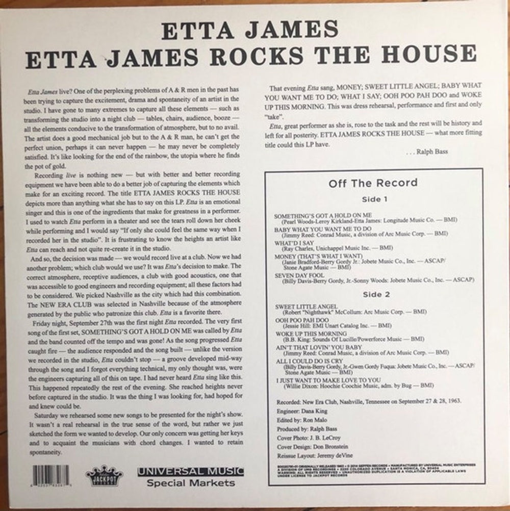 Etta James – Rocks the House (LP Vinyl) Vinyl Record