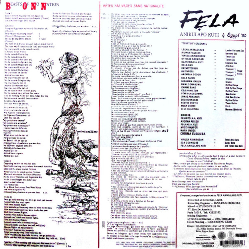 Fela Kuti – Beasts Of No Nation (LP Vinyl) Vinyl Record