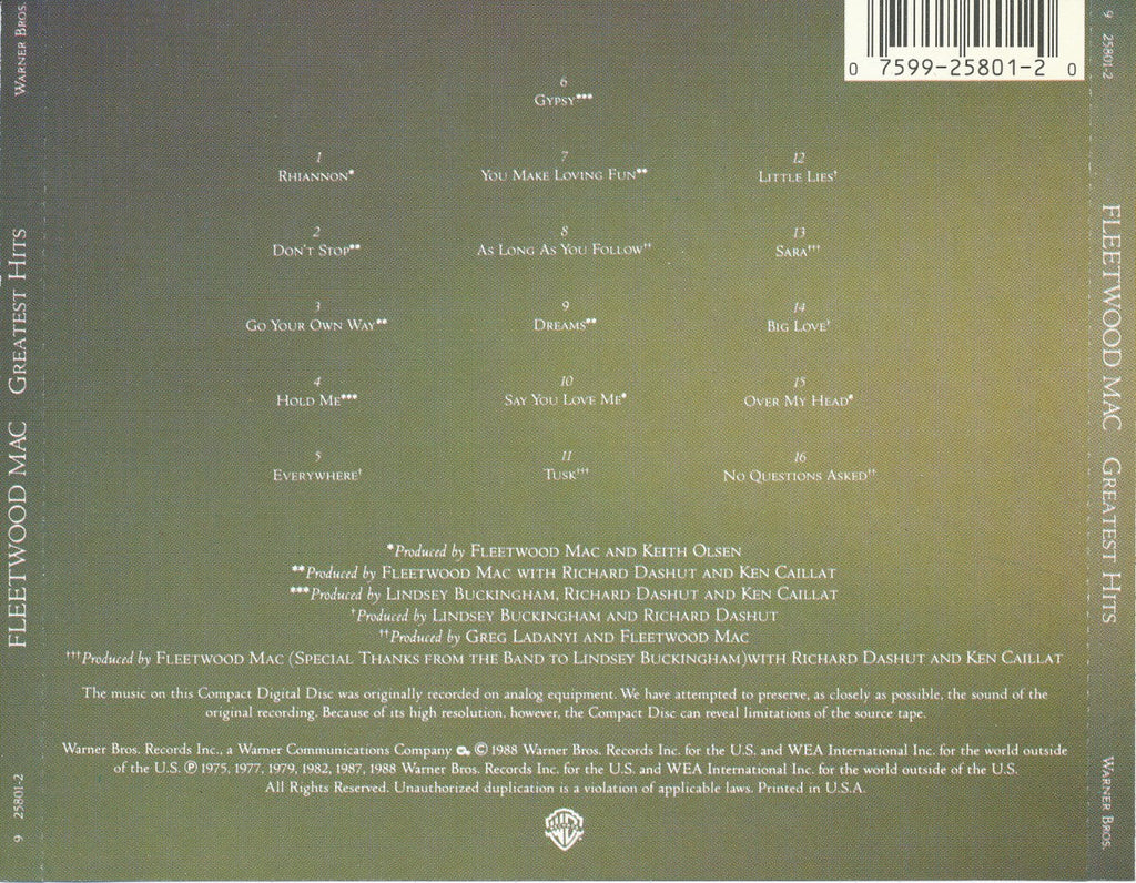 Fleetwood Mac – Greatest Hits Music CD