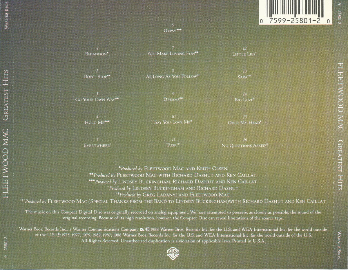 Fleetwood Mac – Greatest Hits Music CD