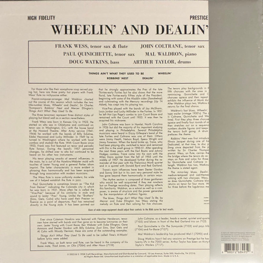 Frank Wess, John Coltrane, & Paul Quinichette – Wheelin' And Dealin' (Original Jazz Classics Series) - (LP Vinyl) Vinyl Record