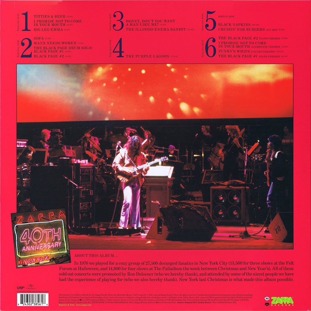 Frank Zappa – Zappa In New York (3-LP Vinyl) Vinyl Record