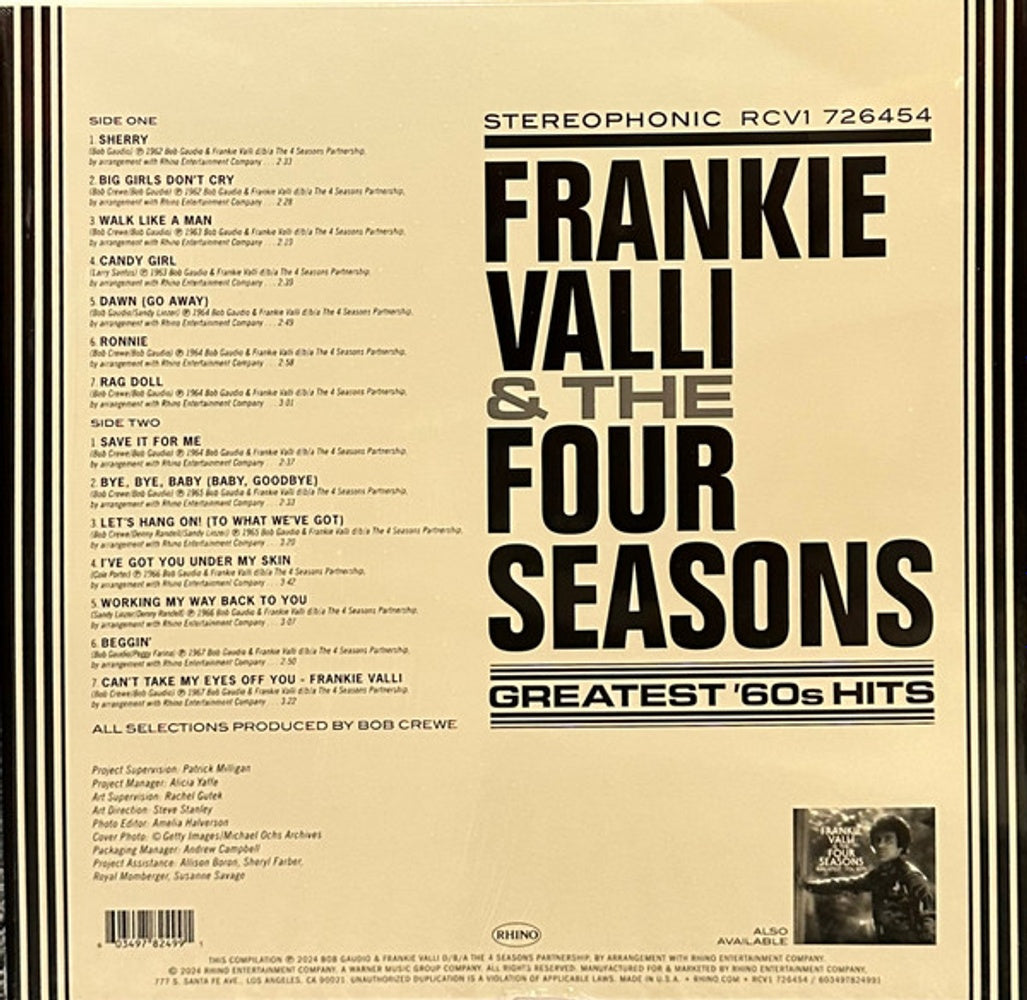 Frankie Valli  & The Four Seasons – Greatest '60s Hits (LP Vinyl) Vinyl Record