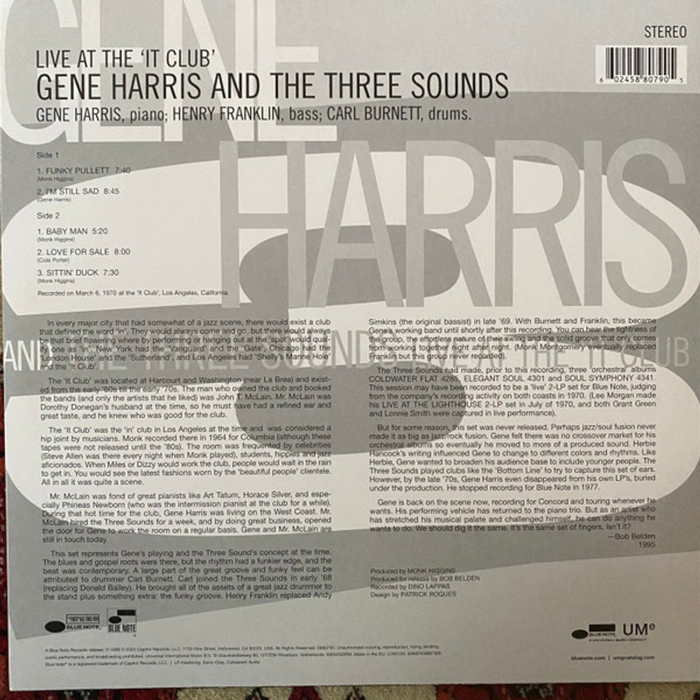 Gene Harris  And The Three Sounds – Live At The 'it Club' (LP Vinyl) Vinyl Record