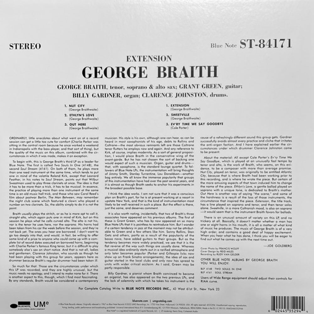 George Braith – Extension (LP Vinyl) Vinyl Record