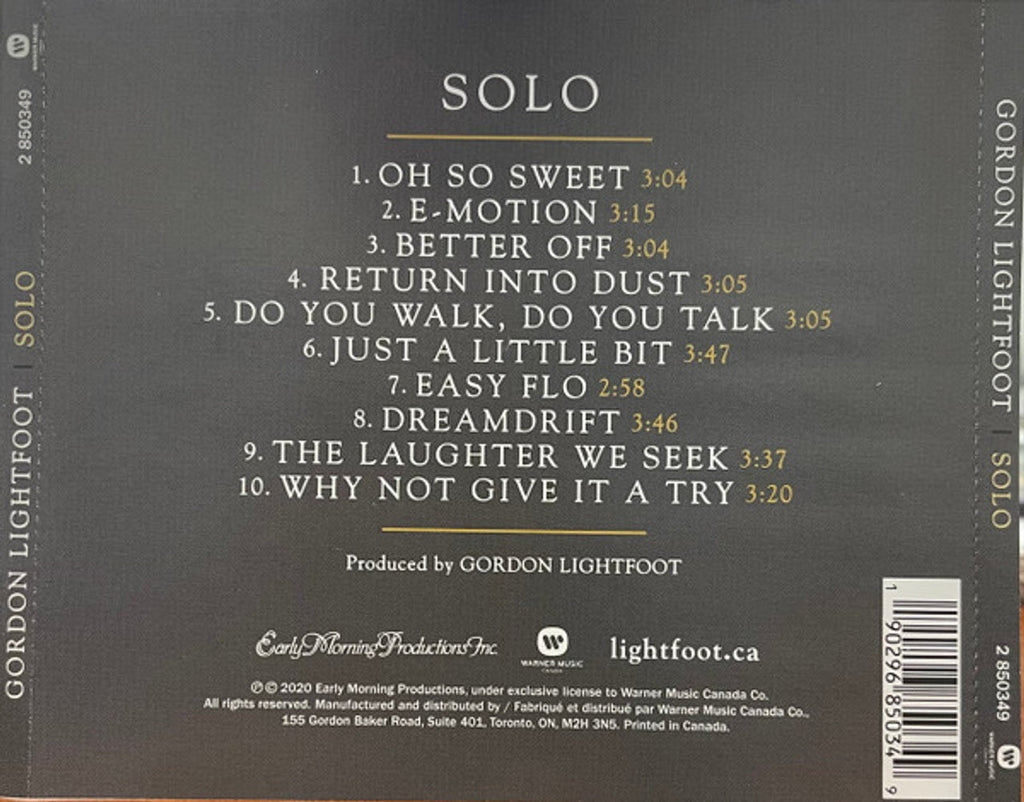 Gordon Lightfoot – Solo Music CD