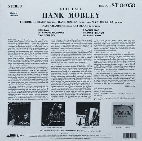 Hank Mobley – Roll Call (LP Vinyl) Vinyl Record