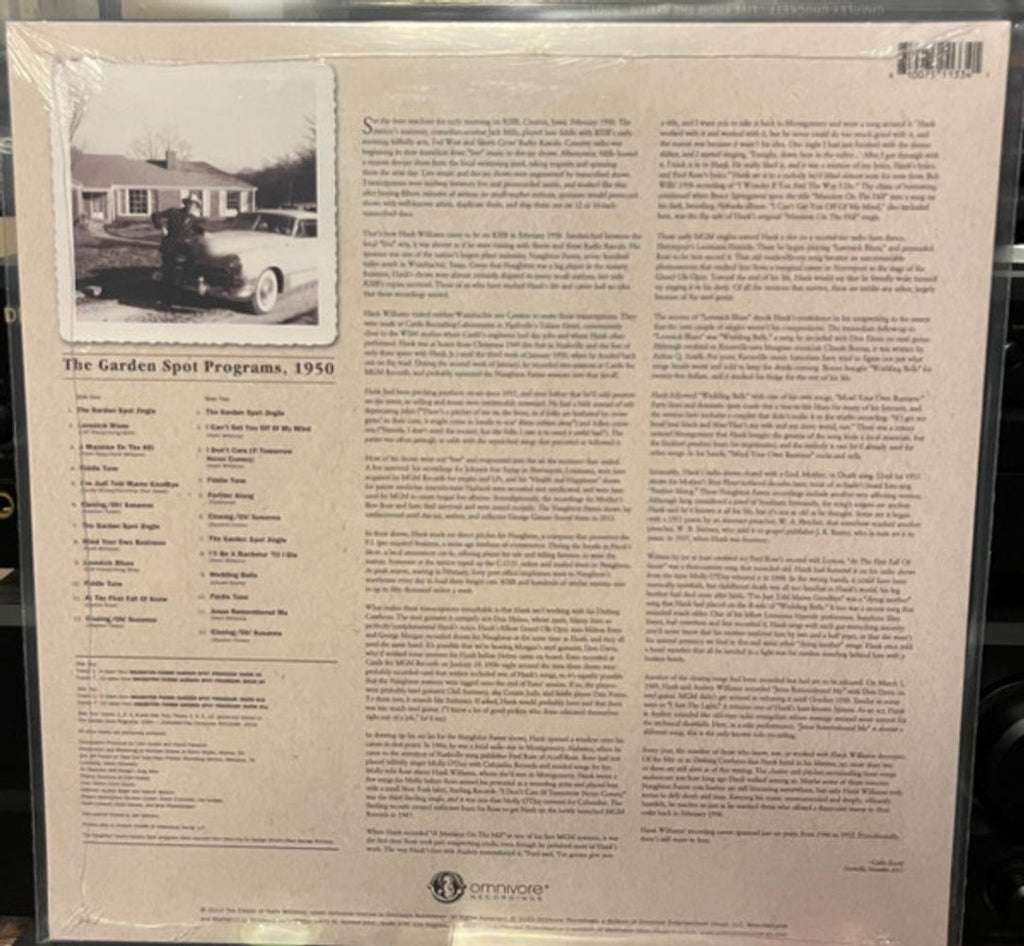 Hank Williams – The Garden Spot Programs, 1950 (LP Vinyl) Vinyl Record