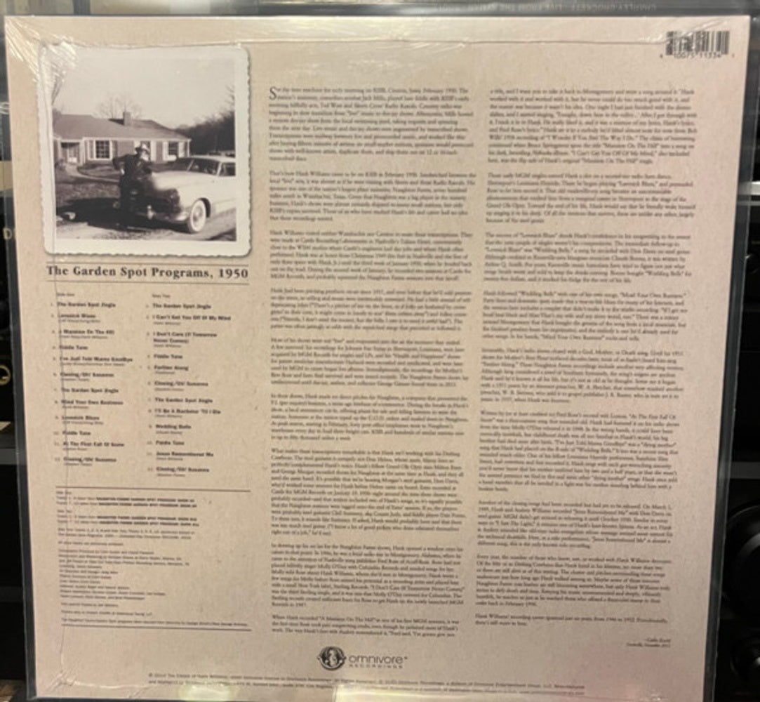Hank Williams – The Garden Spot Programs, 1950 (LP Vinyl) Vinyl Record