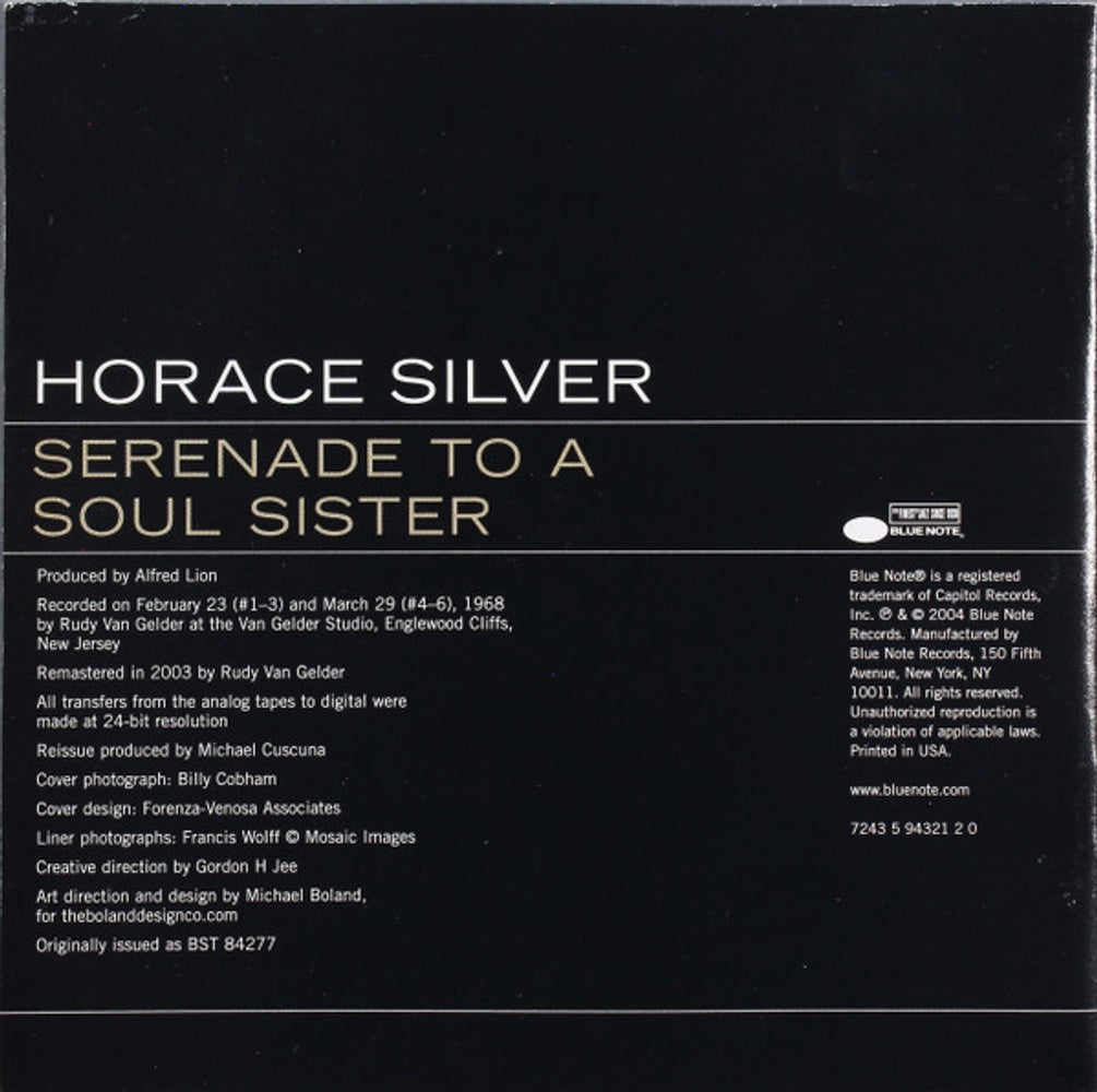 Horace Silver – Serenade To A Soul Sister Music CD