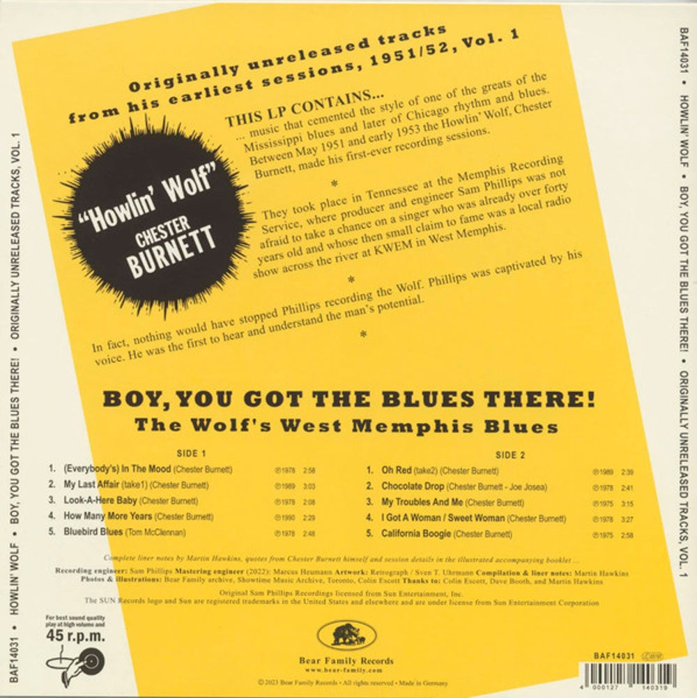Howlin' Wolf – Vol 1: Boy You Got The Blues There! (LP Vinyl) Vinyl Record