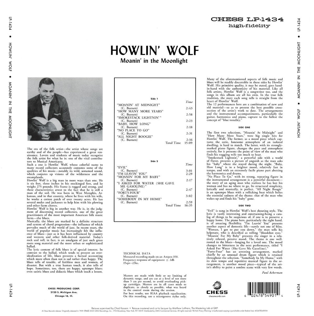 Howlin' Wolf – Moanin' In The Moonlight (LP Vinyl) Vinyl Record
