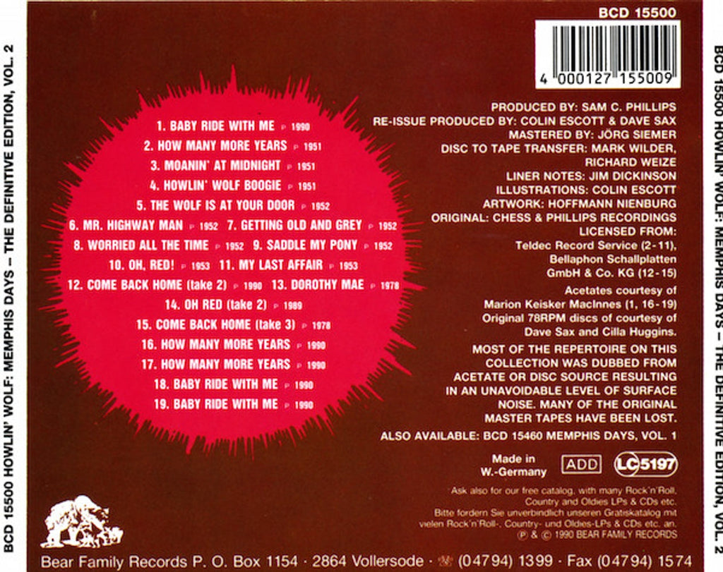 Howlin' Wolf – The Definitive Vol. 2 Collection, Memphis Days Music CD
