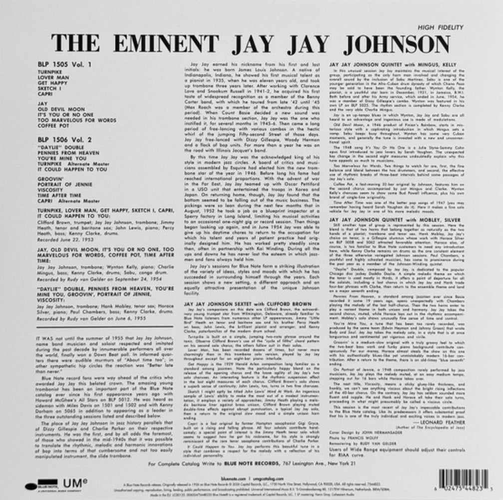 J.J. Johnson – The Eminent Jay Jay Johnson, Vol. 2 (LP Vinyl) Vinyl Record