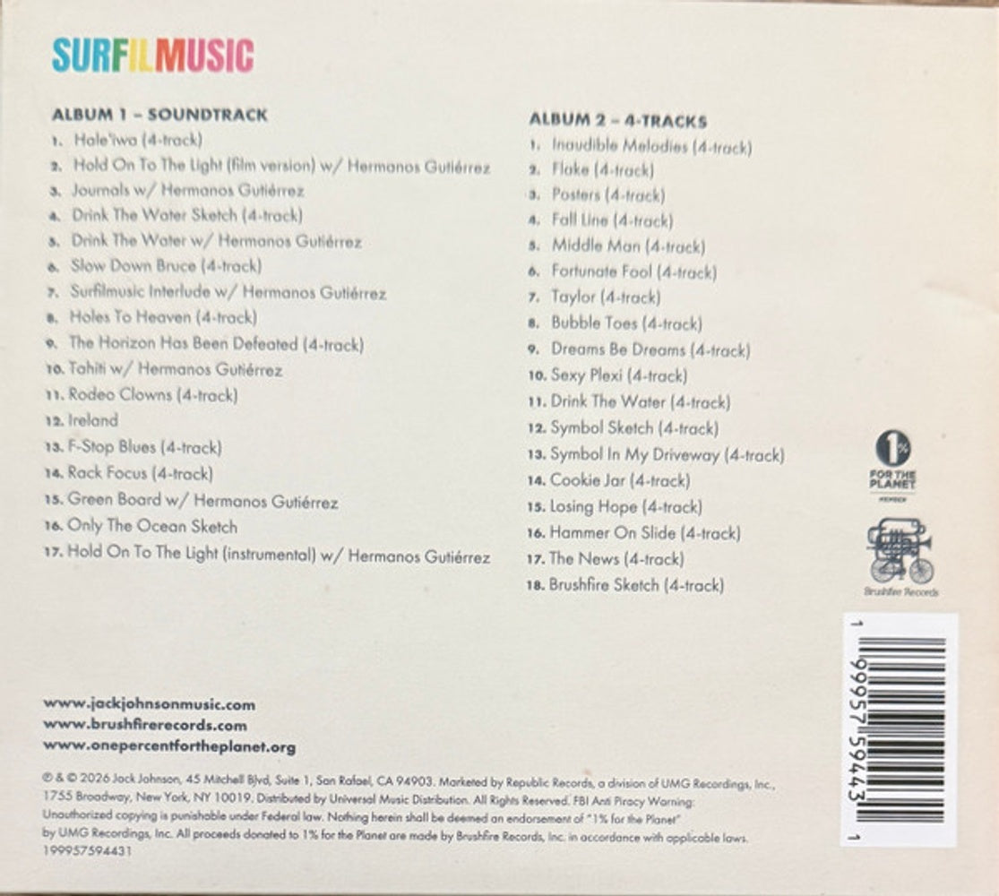 Jack Johnson – SURFILMUSIC (2-CD) Music CD