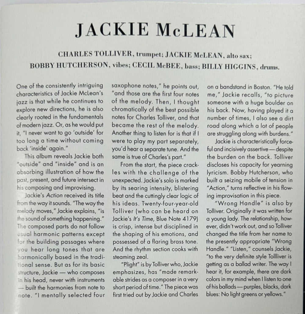 Jackie Mclean – Action Music CD
