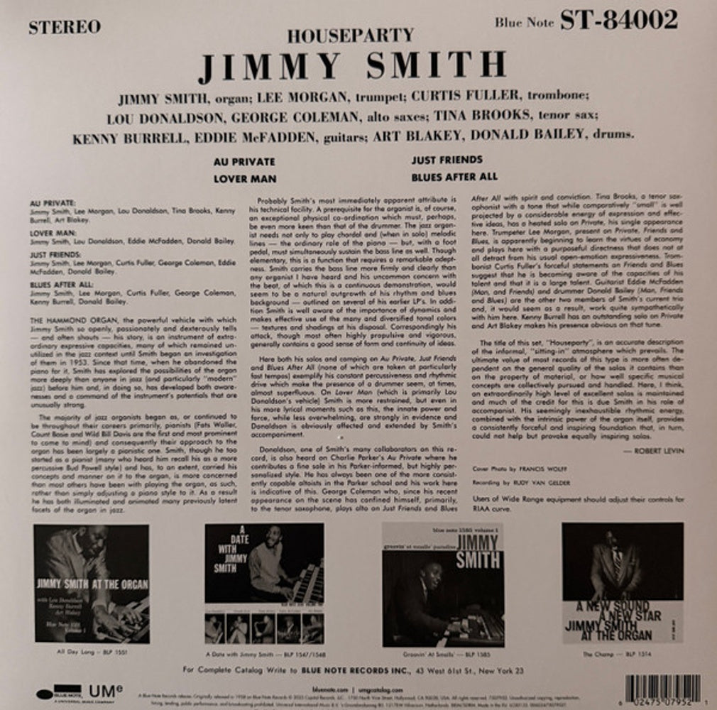 Jimmy Smith – House Party (LP Vinyl) Vinyl Record