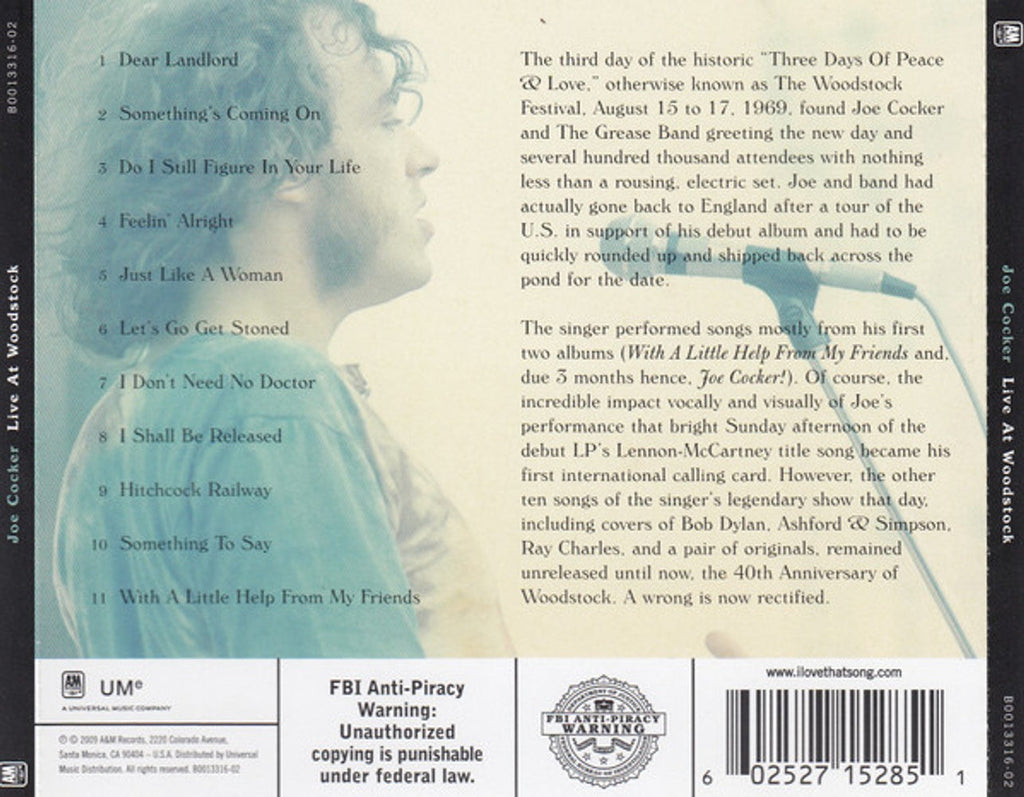 Joe Cocker – Live at Woodstock Music CD