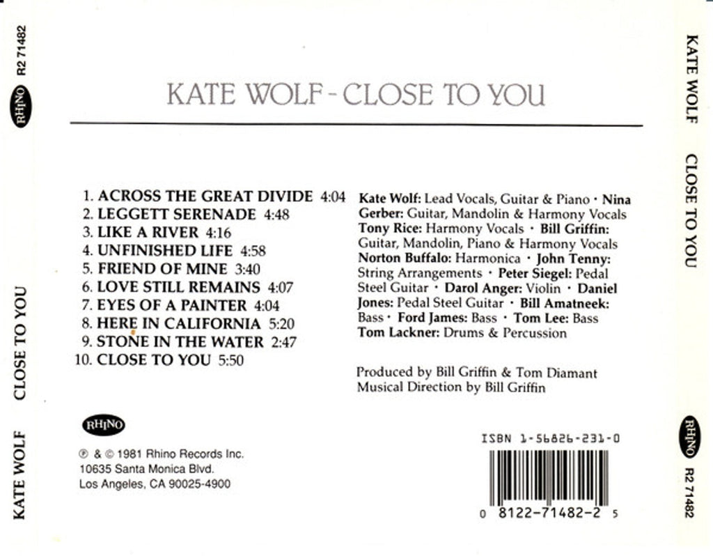 Kate Wolf – Close to You Music CD