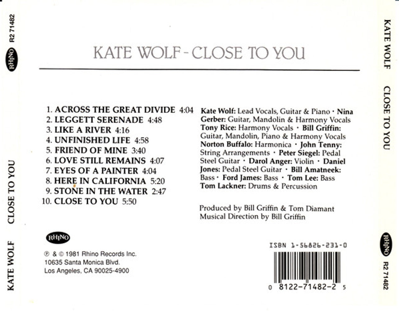 Kate Wolf – Close to You Music CD