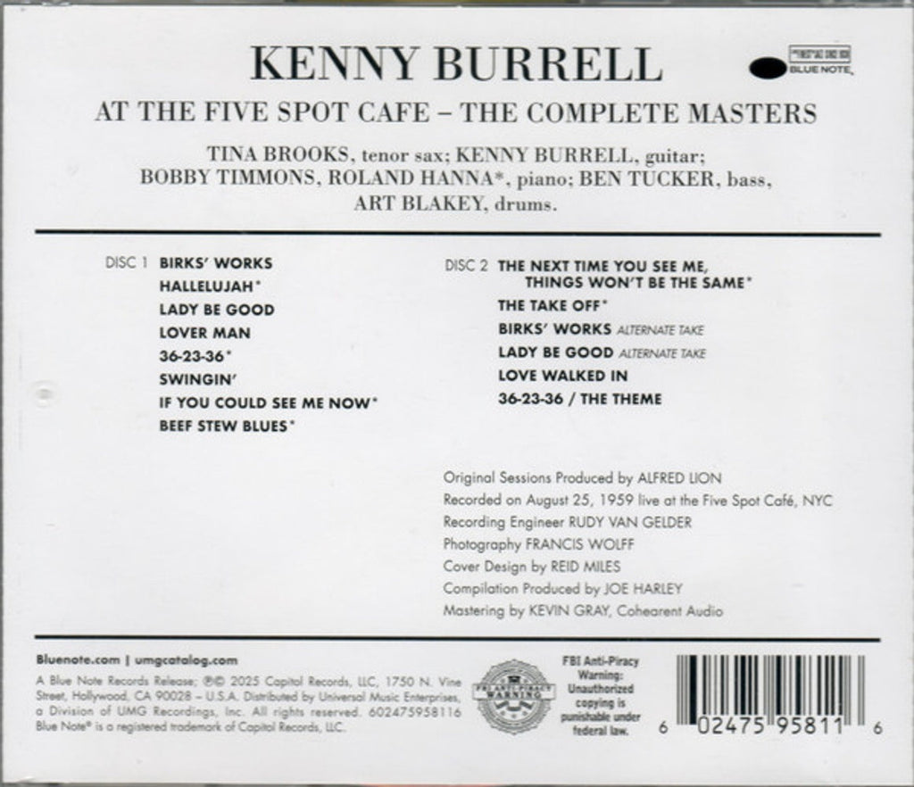 Kenny Burrell / Blakey,Art – On View At The Five Spot Cafe: Complete Masters (2-CD) Music CD