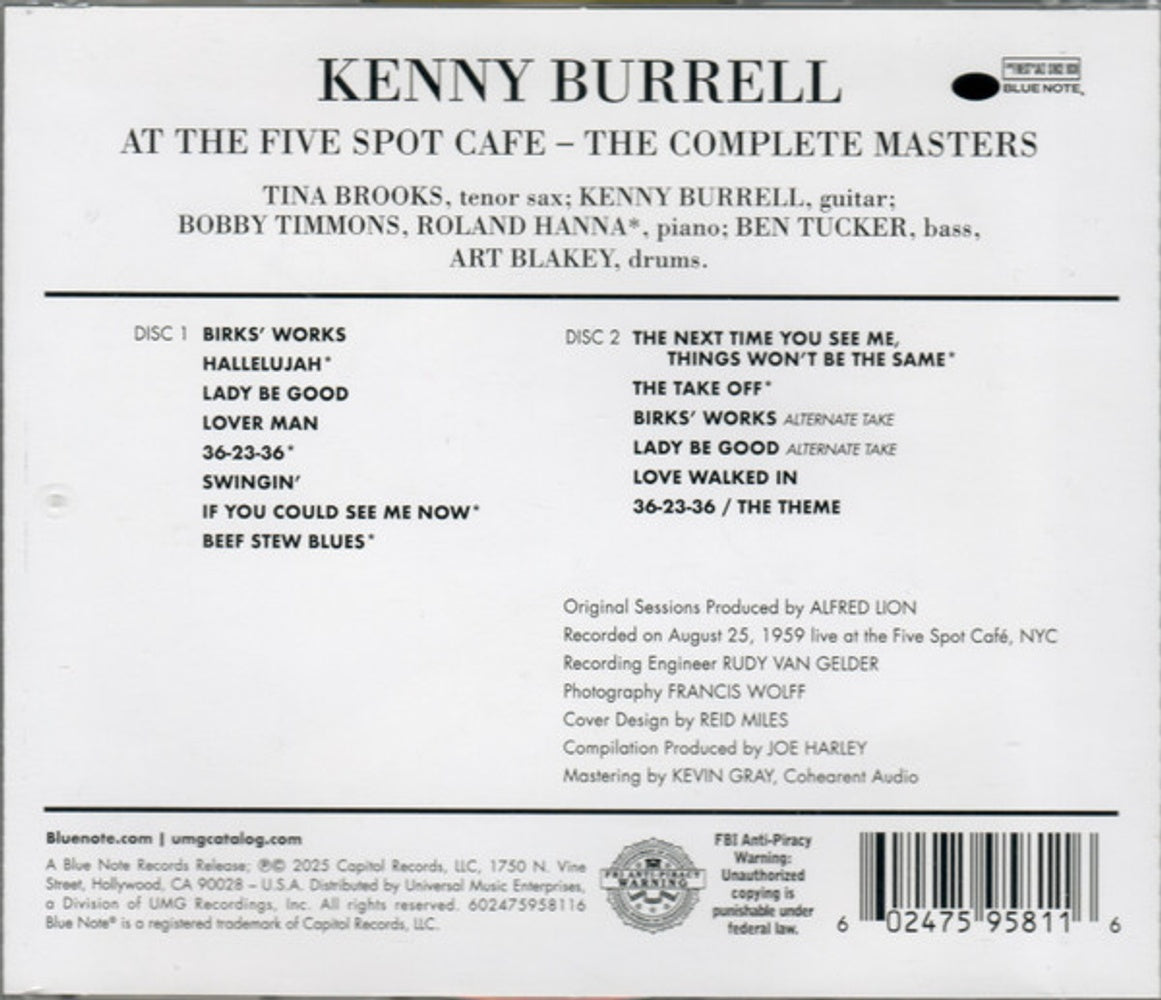 Kenny Burrell / Blakey,Art – On View At The Five Spot Cafe: Complete Masters (2-CD) Music CD