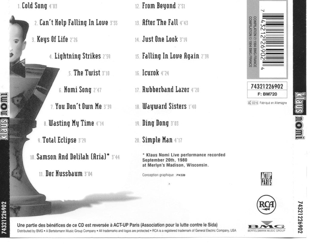 Klaus Nomi – Klaus Nomi Music CD