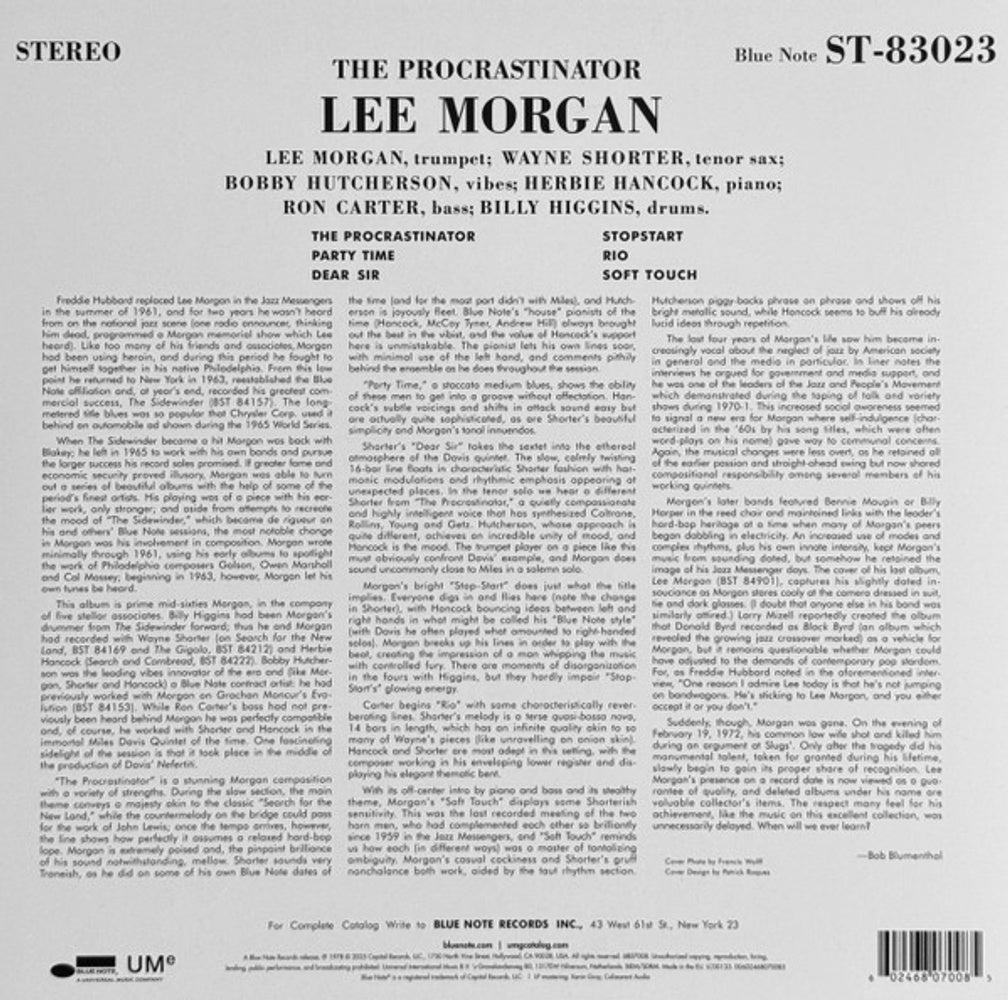 Lee Morgan – Procrastinator (LP Vinyl) Vinyl Record