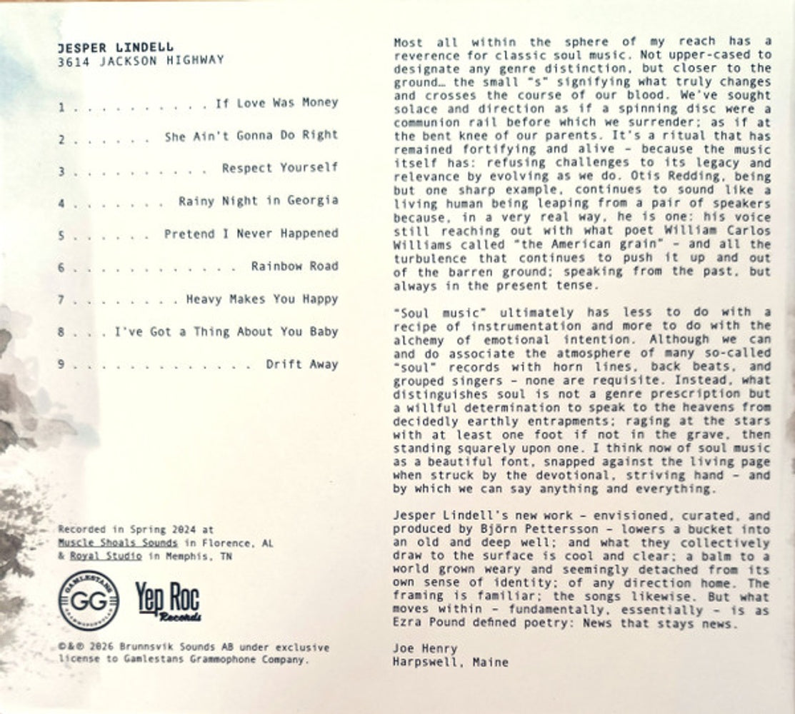 Jesper Lindell – 3614 Jackson Highway Music CD