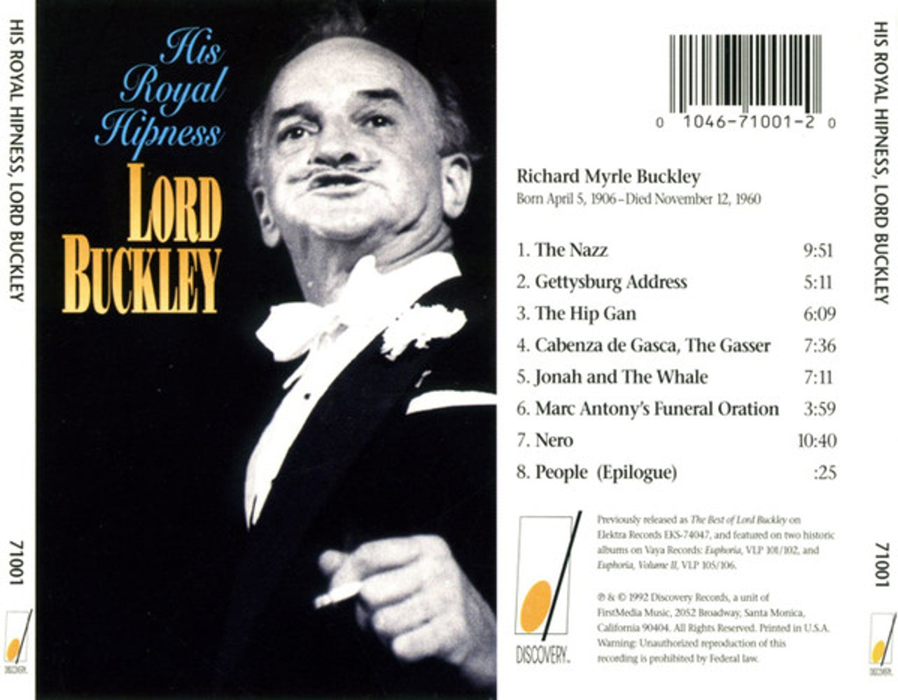 Lord Buckley – His Royal Hipness Music CD