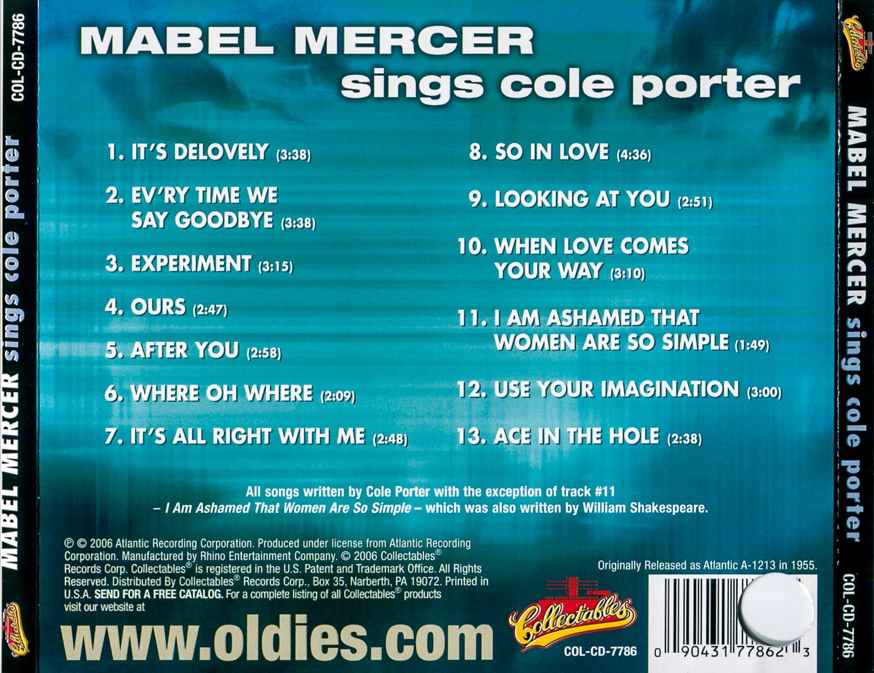 Mabel Mercer – Sings Cole Porter Music CD