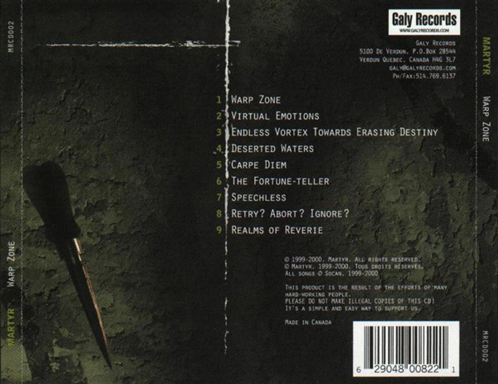 Martyr – Warp Zone Music CD