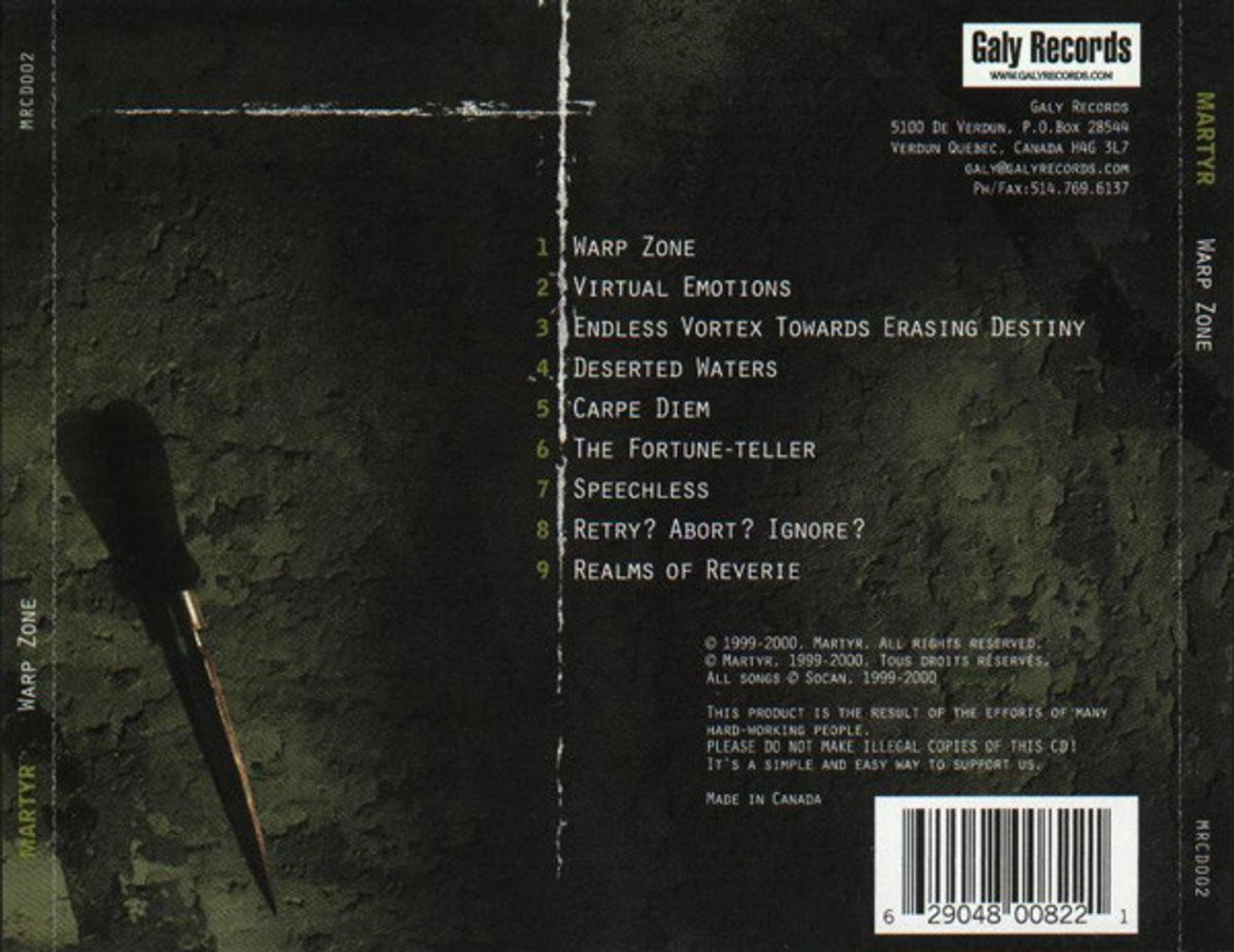 Martyr – Warp Zone Music CD