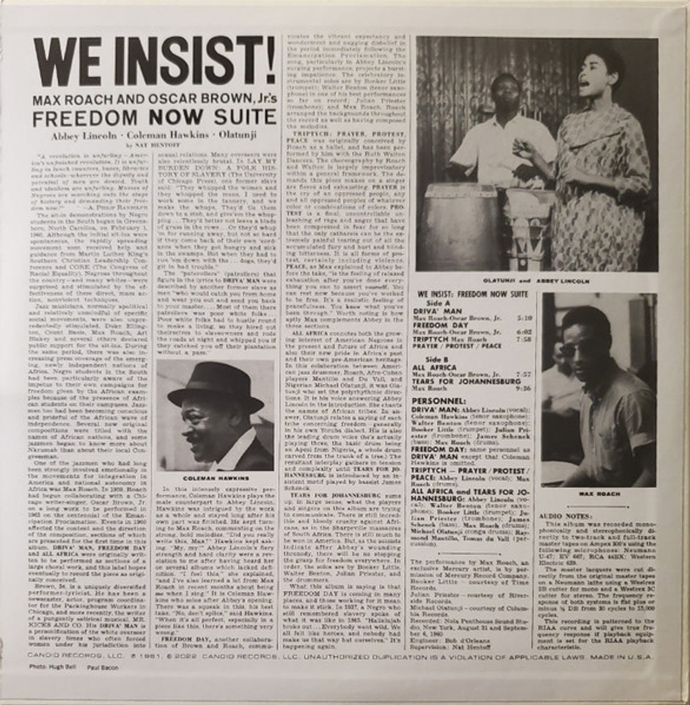 Max Roach – We Insist: Max Roach's Freedom Now Suite (LP Vinyl) Vinyl Record