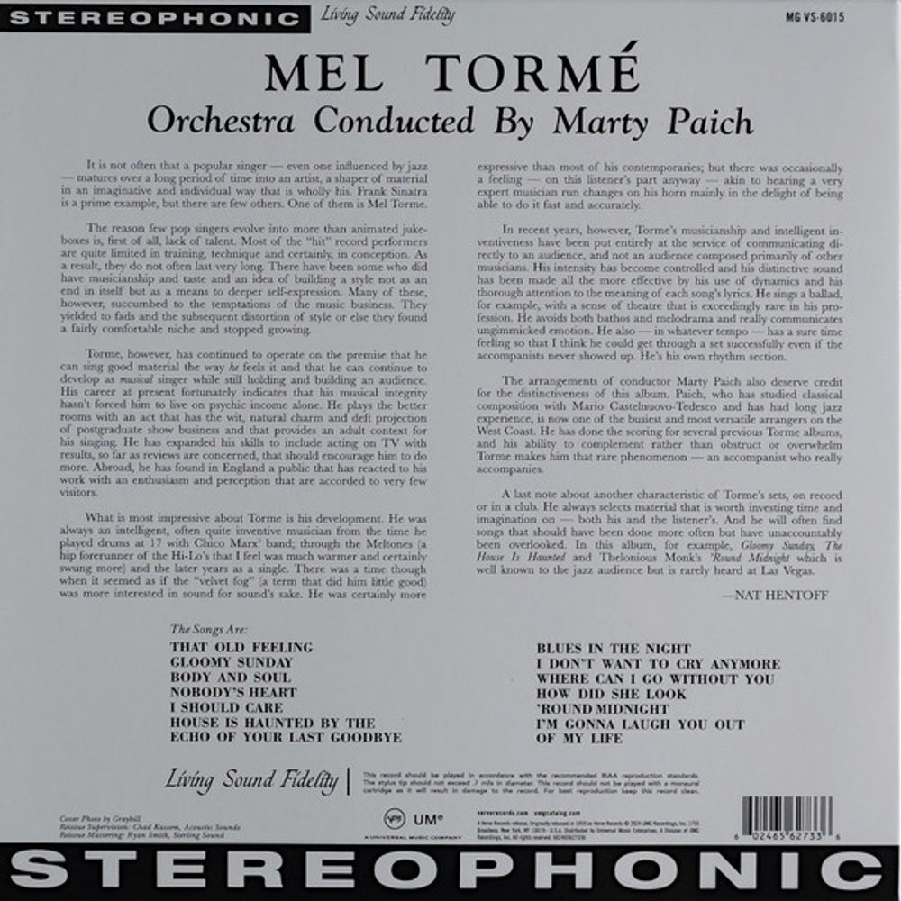 Mel Torme – 	 Torme (Verve Acoustic Sounds Series) - (LP Vinyl) Vinyl Record