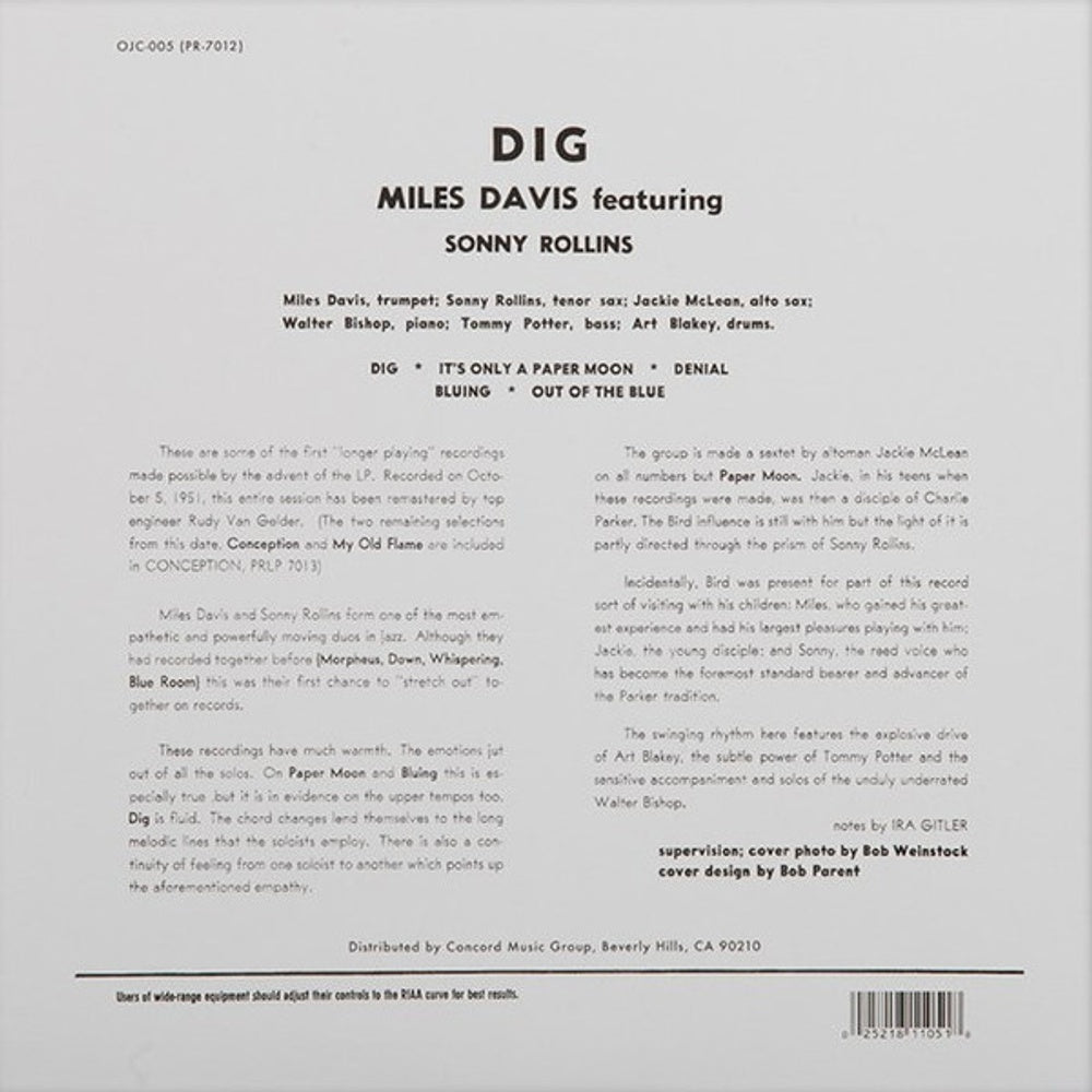 Miles Davis – Dig (LP Vinyl) Vinyl Record