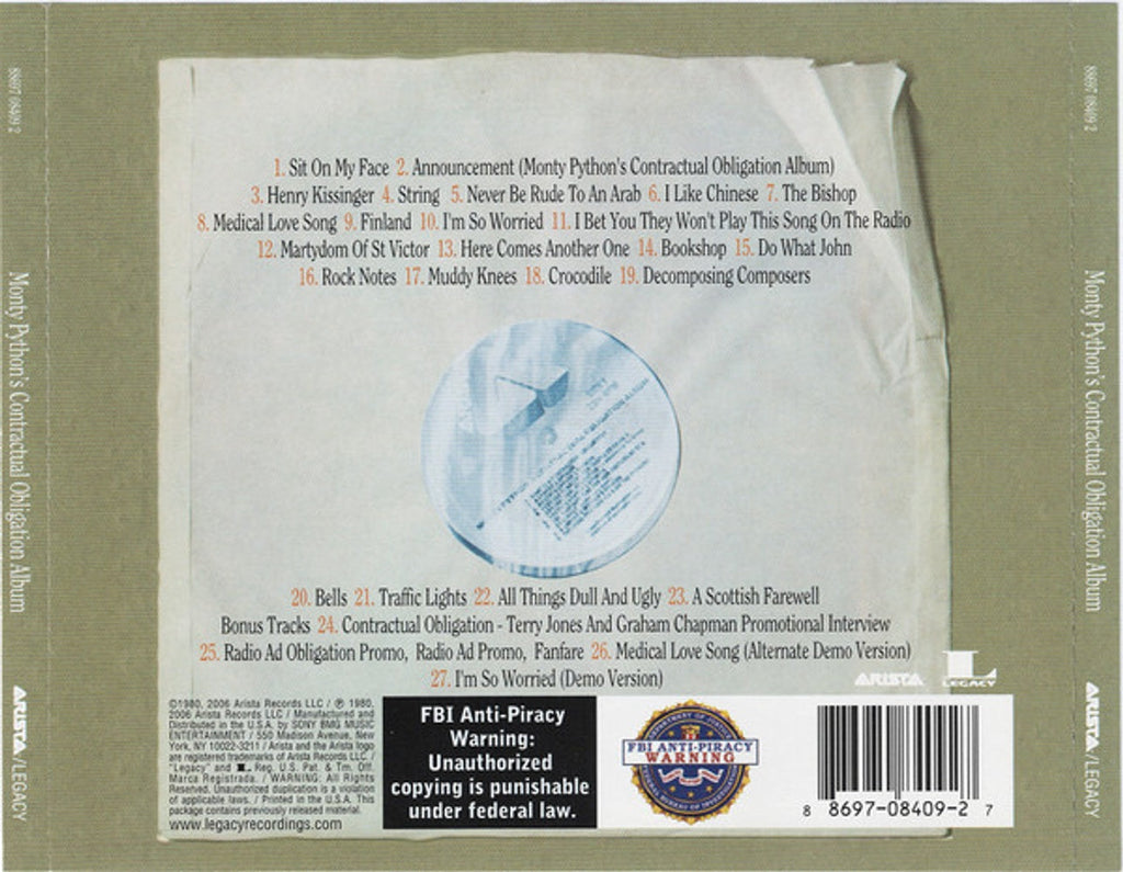 Monty Python – Monty Python's Contractual Obligation Album Music CD