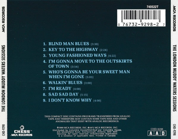 Muddy Waters – London Sessions Music CD