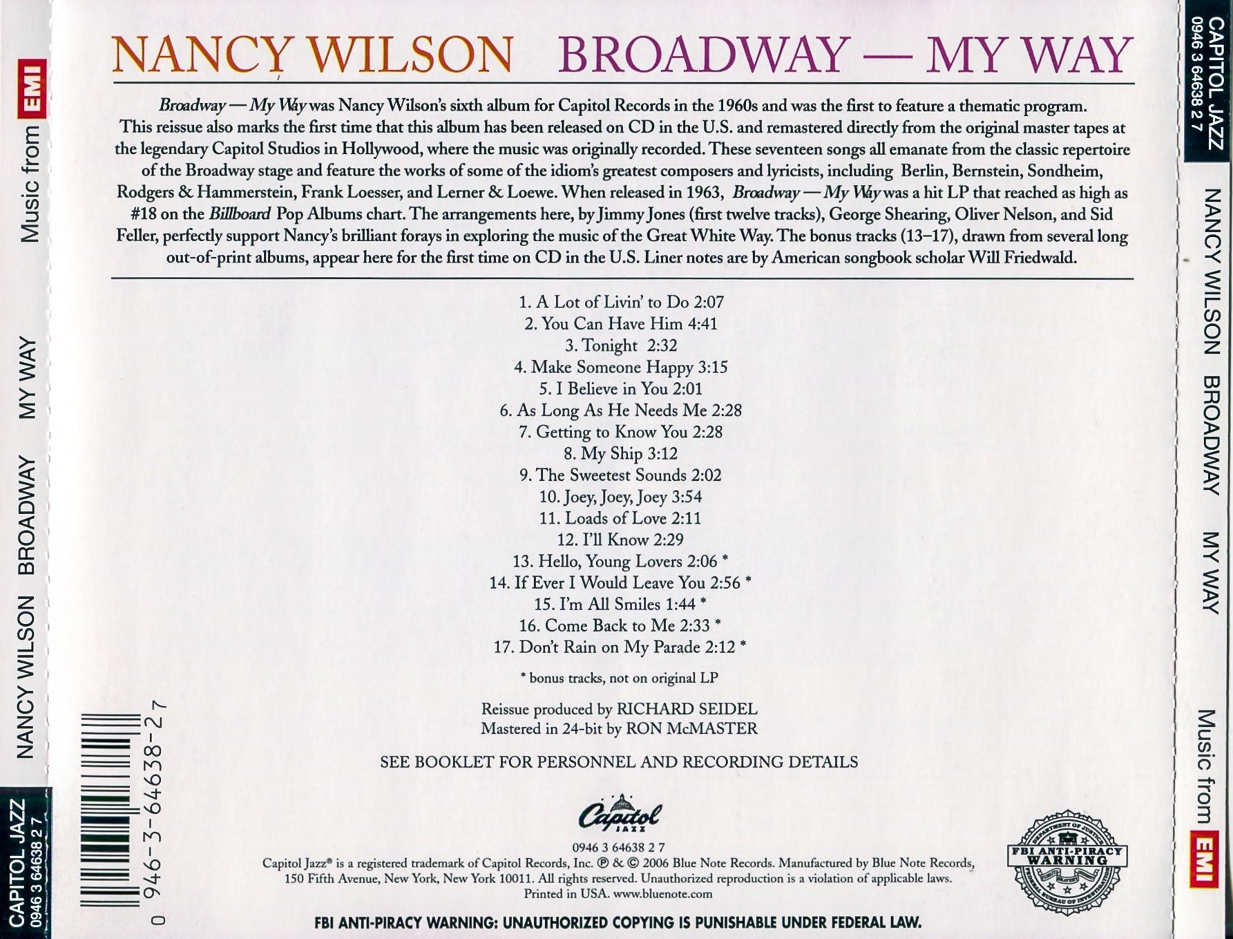 Nancy Wilson – Broadway My Way Music CD
