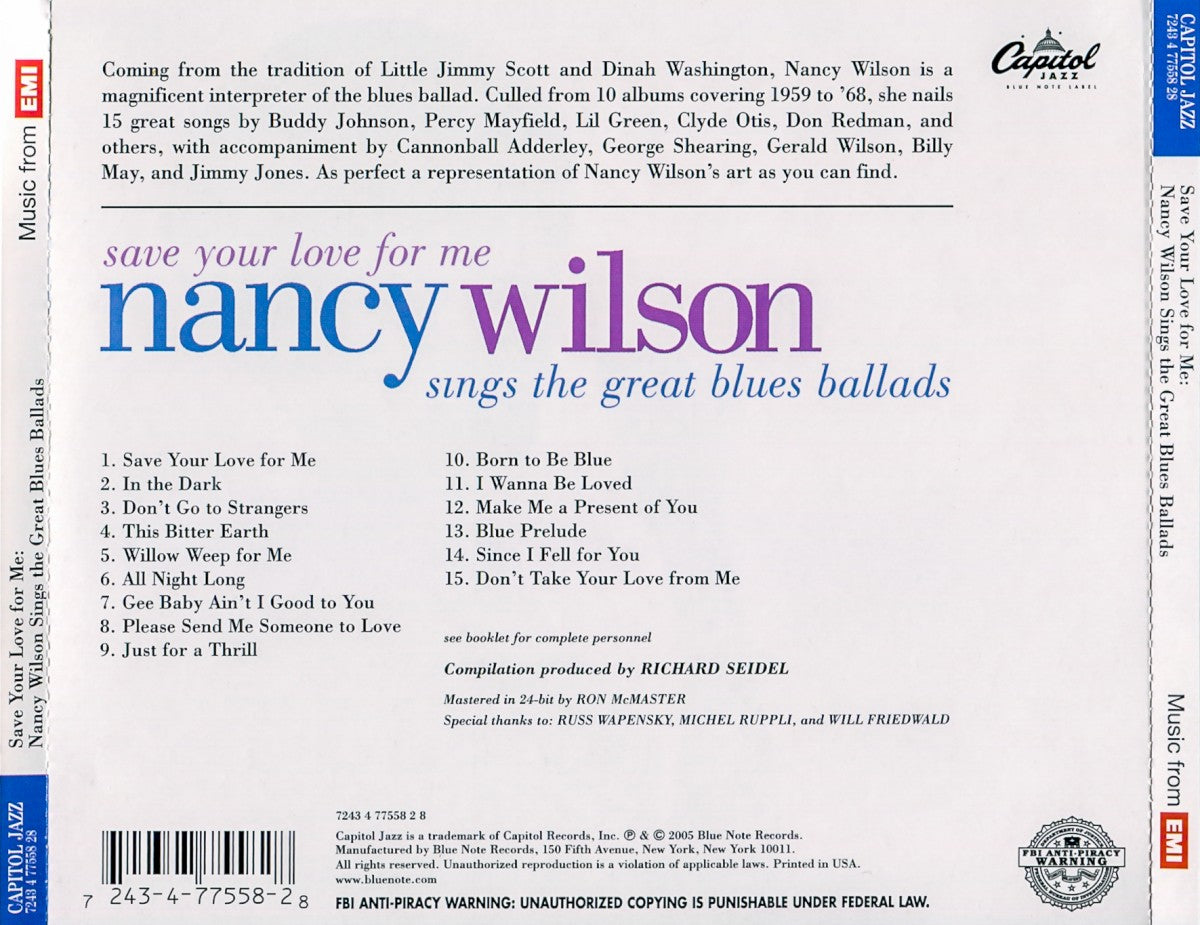 Nancy Wilson – Save Your Love For Me... Music CD